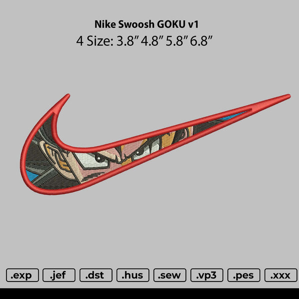 Swoosh Goku V1 Embroidery File 4 size