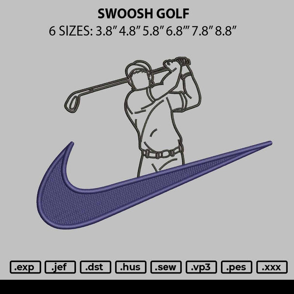 Swoosh golf Embroidery File 6 sizes