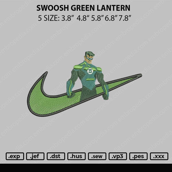 Swoosh Green Lantern Embroidery File 5 sizes