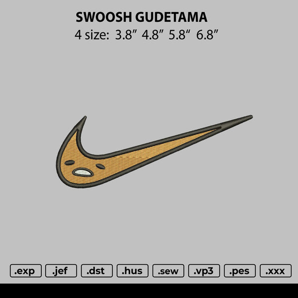 Swoosh Gudetama Embroidery File 4 size