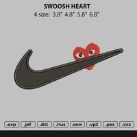 Swoosh With Heart Embroidery File 4 size