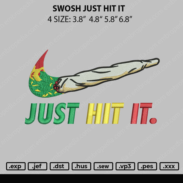 Swoosh Just Hit It Embroidery File 4 size