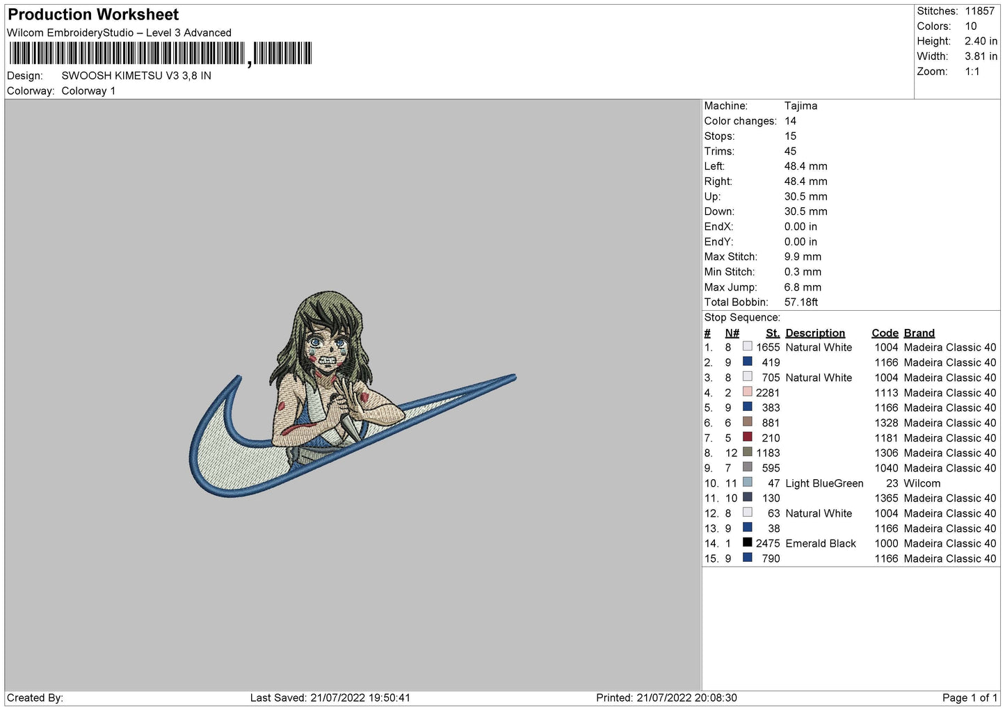 Swoosh Kimetsu V3 Embroidery File 4 sizes