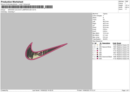 Swoosh Lelouch Embroidery File 5 sizes