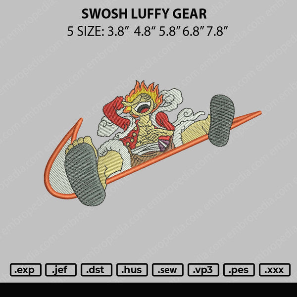 Swoosh Luffy Gear Embroidery File 5 sizes