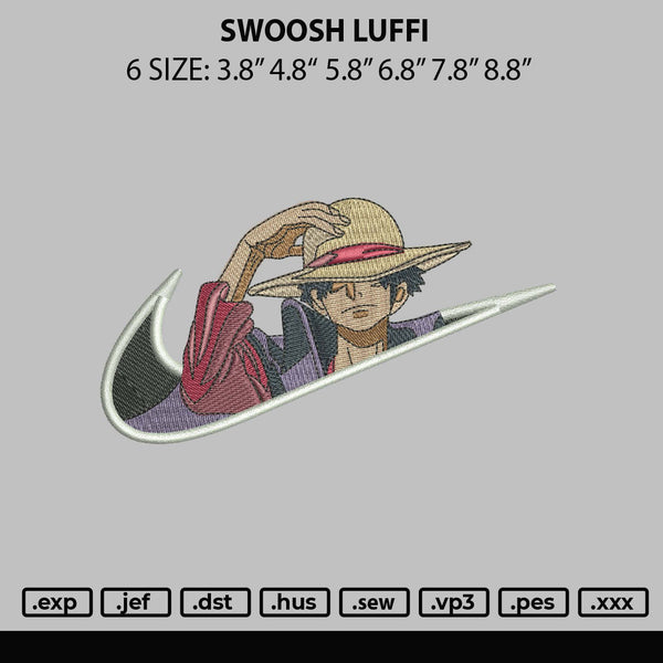 Swoosh Luffi Embroidery File 6 sizes