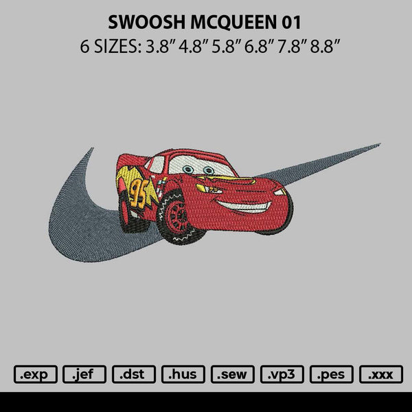 Swoosh Mcqueen 01 Embroidery File 6 sizes
