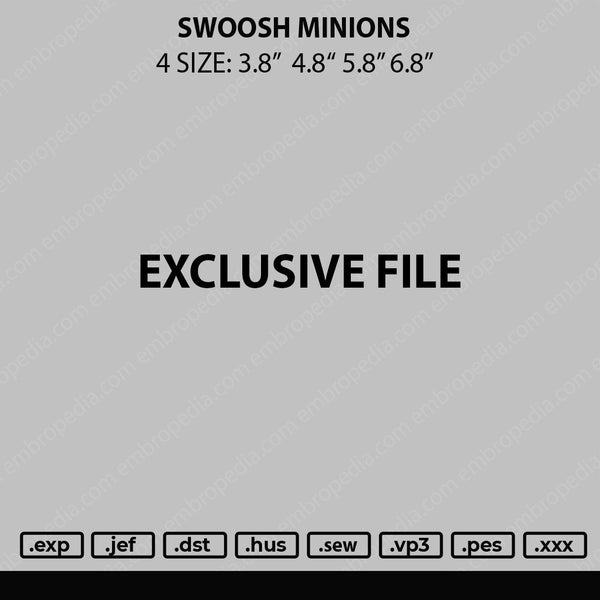 Swoosh Minion Embroidery File 4 sizes