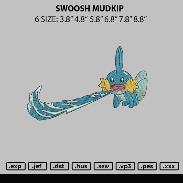 Swoosh Mudkip Embroidery File 6 sizes