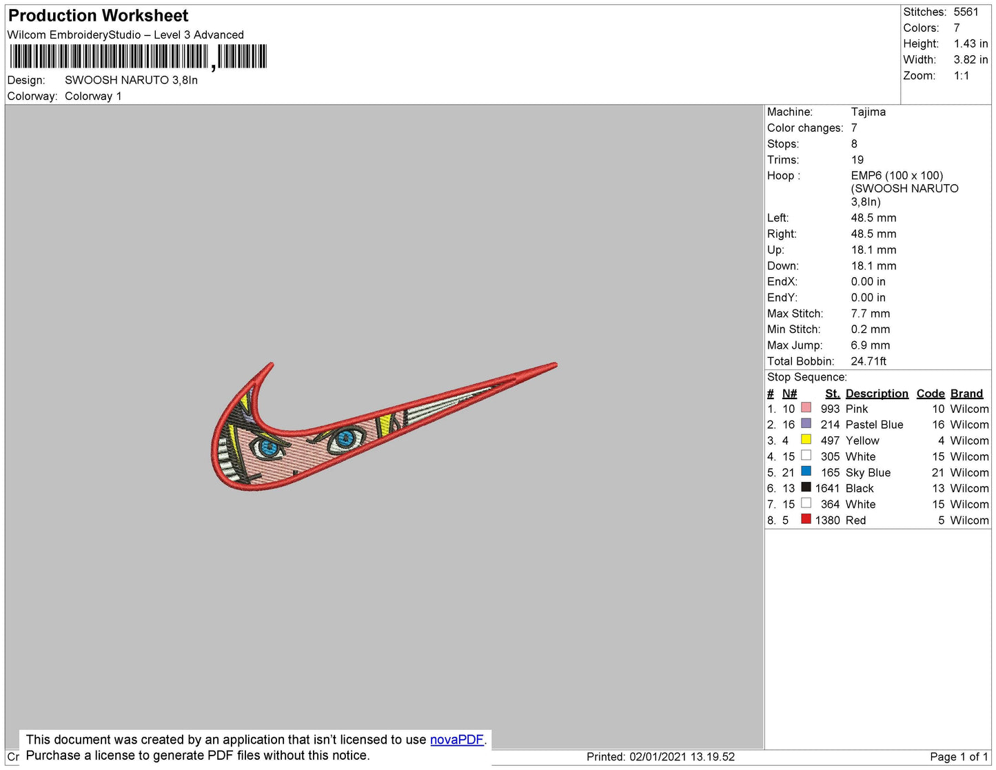 Swoosh Anime Bundle Embroidery File 9 Swoosh