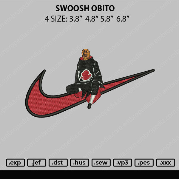 Swoosh Obito Embroidery File 4 size