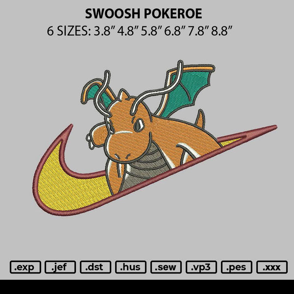Swoosh Pokeroe Embroidery File 6 sizes