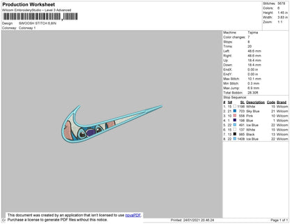 Swoosh Stitch Embroidery File 4 size