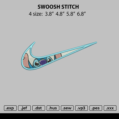 Swoosh Stitch Embroidery File 4 size