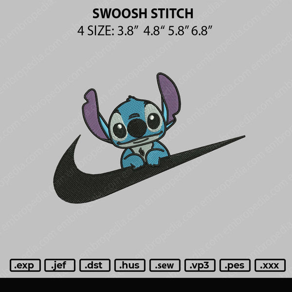 Swoosh Stitch Embroidery File 4 size