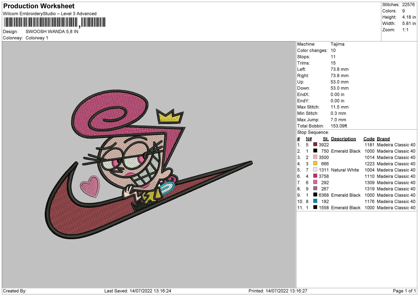 Swoosh Wanda Embroidery File 4 sizes