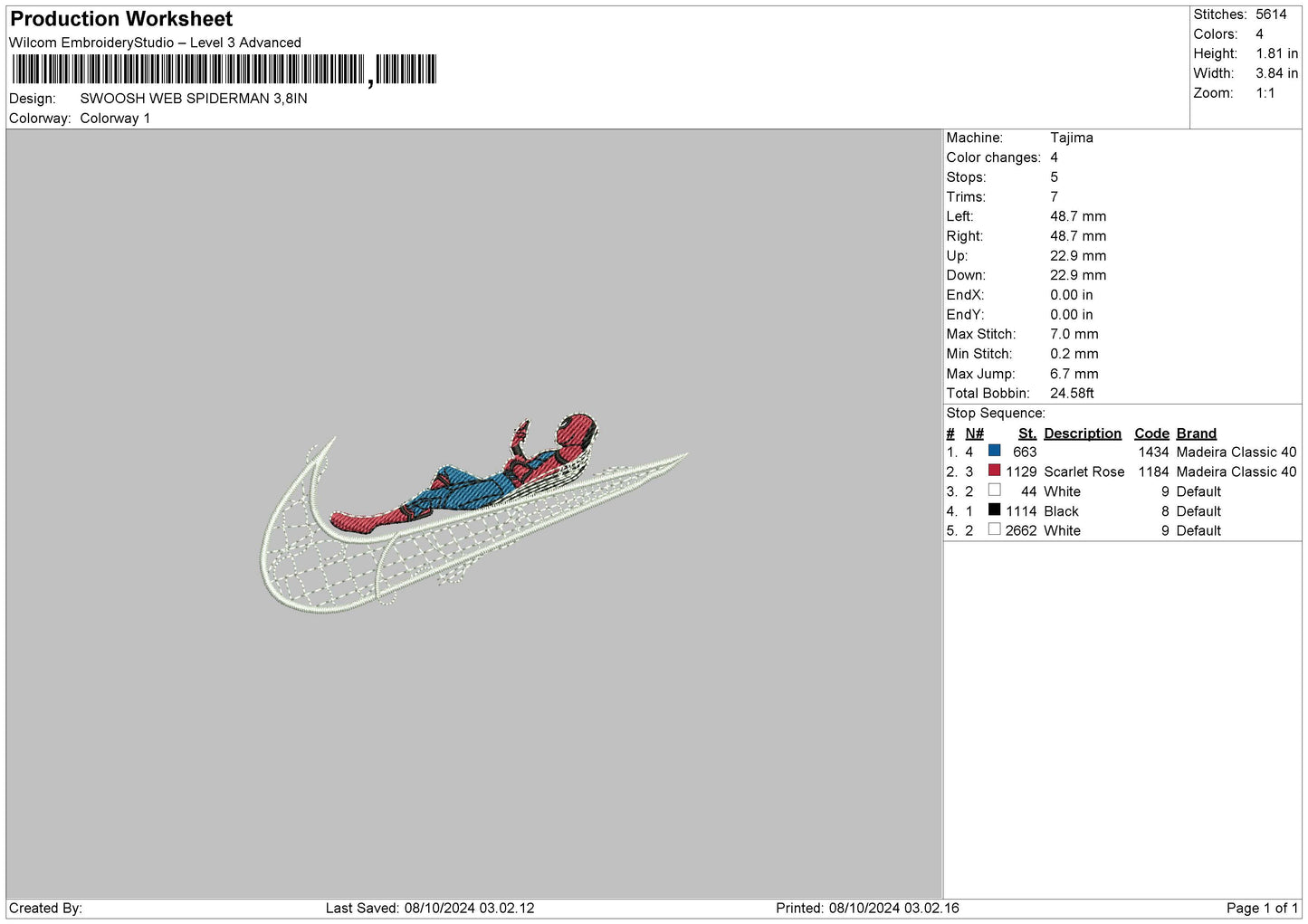 Swoosh Web Spider 0810 Embroidery File 6 sizes