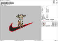 Swoosh Goat 02 Embroidery File 6 sizes