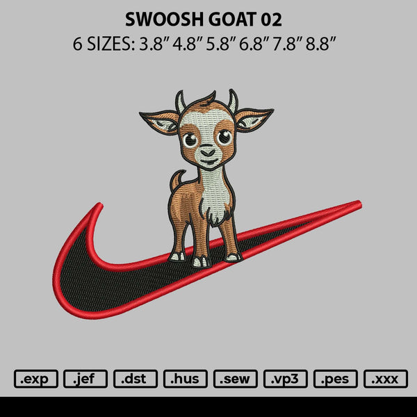 Swoosh Goat 02 Embroidery File 6 sizes