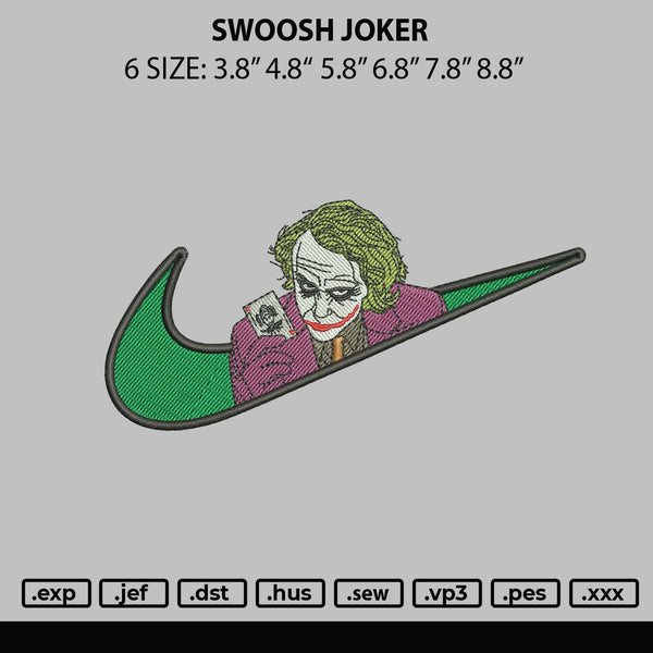 Swoosh Joker Embroidery File 6 sizes