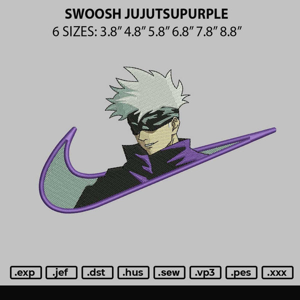 Swoosh Jujutsupurle Embroidery File 6 sizes