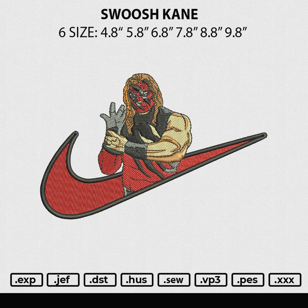 Swoosh Kane Embroidery File 6 sizes