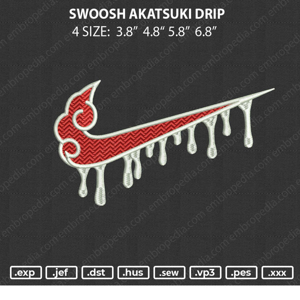 Swoosh Akatsuki Drip Embroidery File 4 size