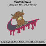 Swoosh Cow Embroidery File 6 sizes