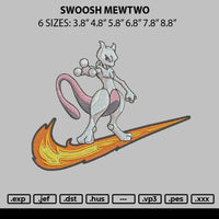 Swoosh Mewtwo Embroidery File 6 sizes