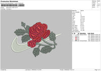 Swoosh Rose Embroidery File 6 sizes