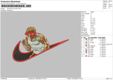 Swoosh Red Eyes Embroidery File 4 sizes