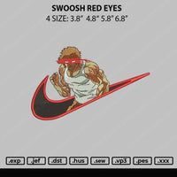 Swoosh Red Eyes Embroidery File 4 sizes