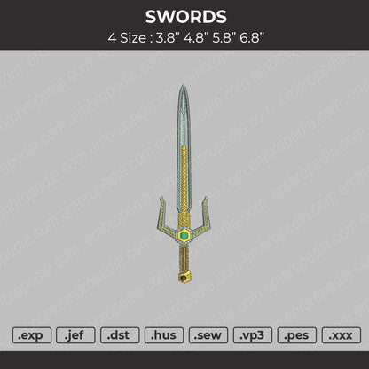 Swords Embroidery File 4 size