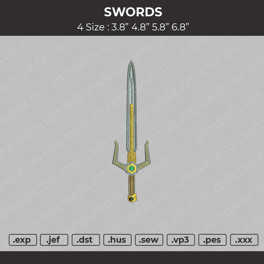 Swords Embroidery File 4 size