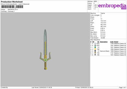 Swords Embroidery File 4 size