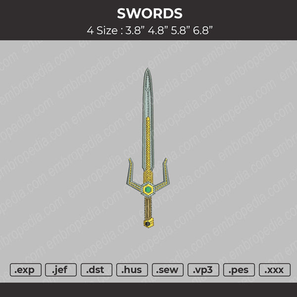 Swords Embroidery File 4 size