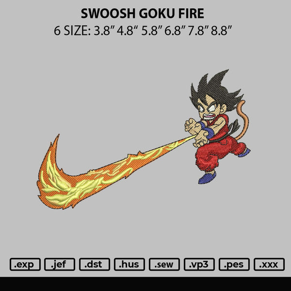 Swoosh Goku Fire Embroidery File 6 sizes