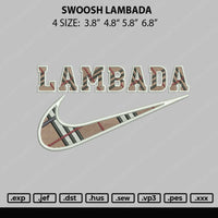 Swoosh Lambada Embroidery File 4 size