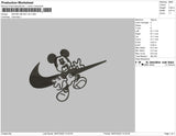 Swoosh Mickey BW Embroidery File 4 sizes