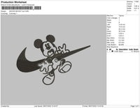 Swoosh Mickey BW Embroidery File 4 sizes