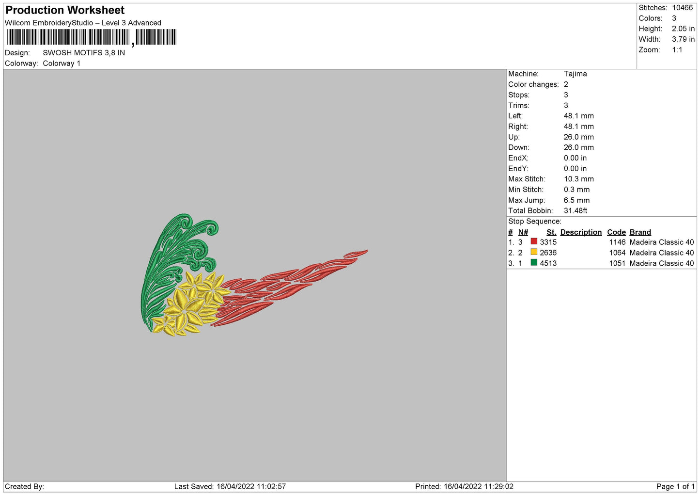 Swoosh Motifs Embroidery File 4 size