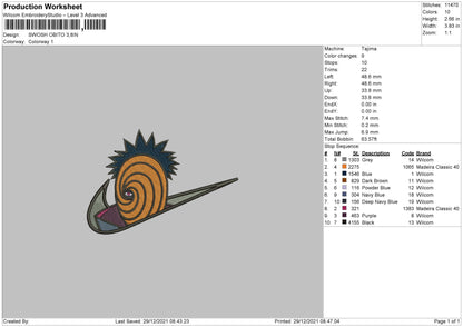 Swoosh Obito Embroidery File 4 size