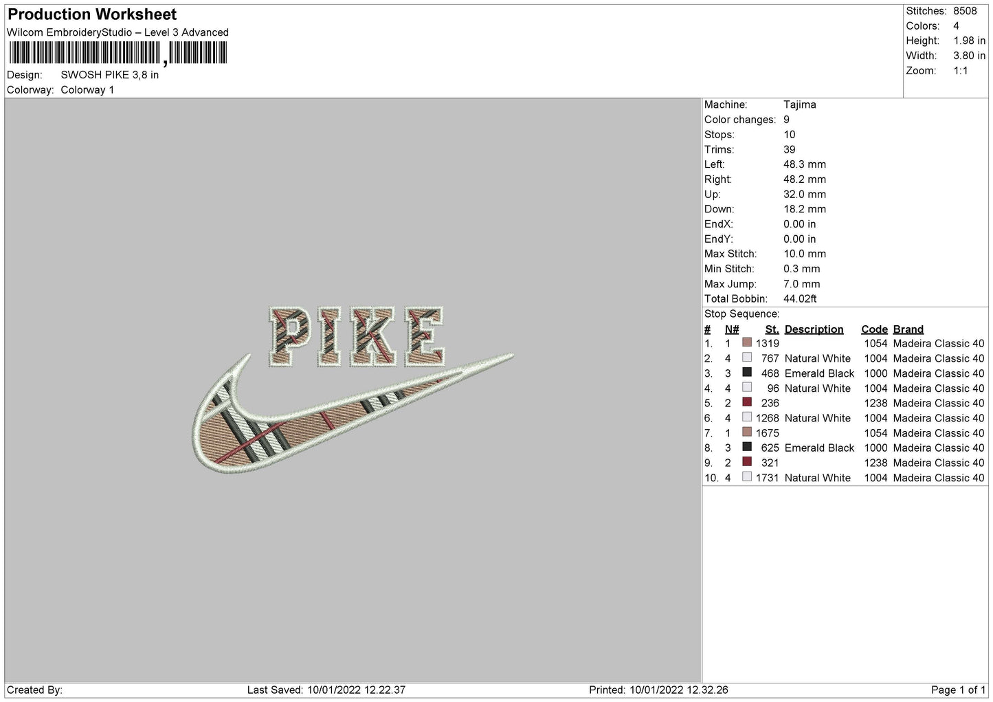 Swoosh Pike Embroidery File 4 size