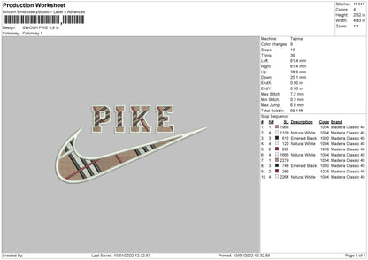 Swoosh Pike Embroidery File 4 size