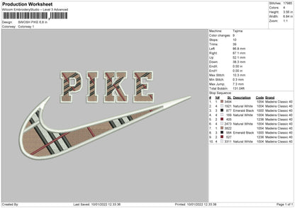 Swoosh Pike Embroidery File 4 size