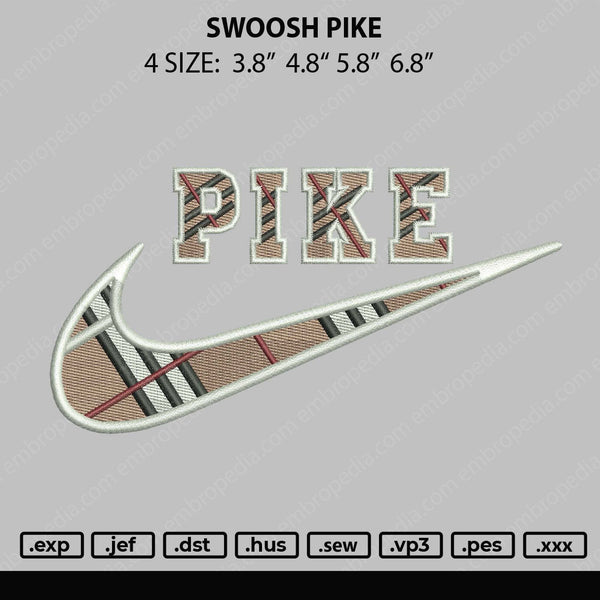 Swoosh Pike Embroidery File 4 size