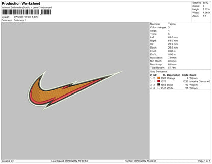 Swoosh Piter Embroidery File 4 sizes