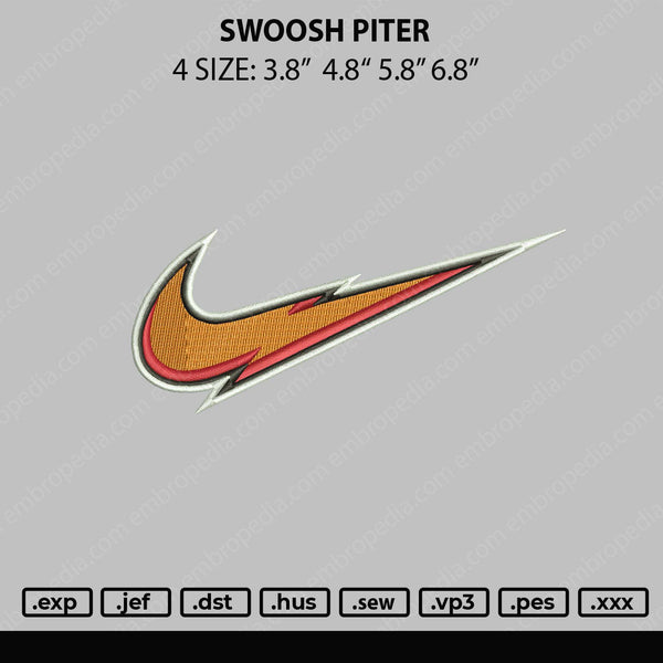 Swoosh Piter Embroidery File 4 sizes