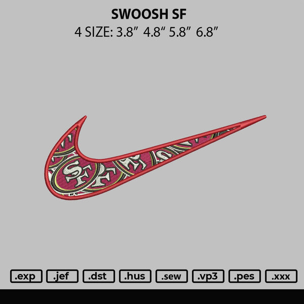 Swoosh SF Embroidery File 4 size