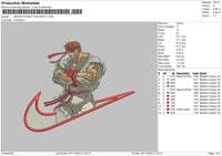 Swoosh Street Fighter 1 Embroidery File 6 sizes